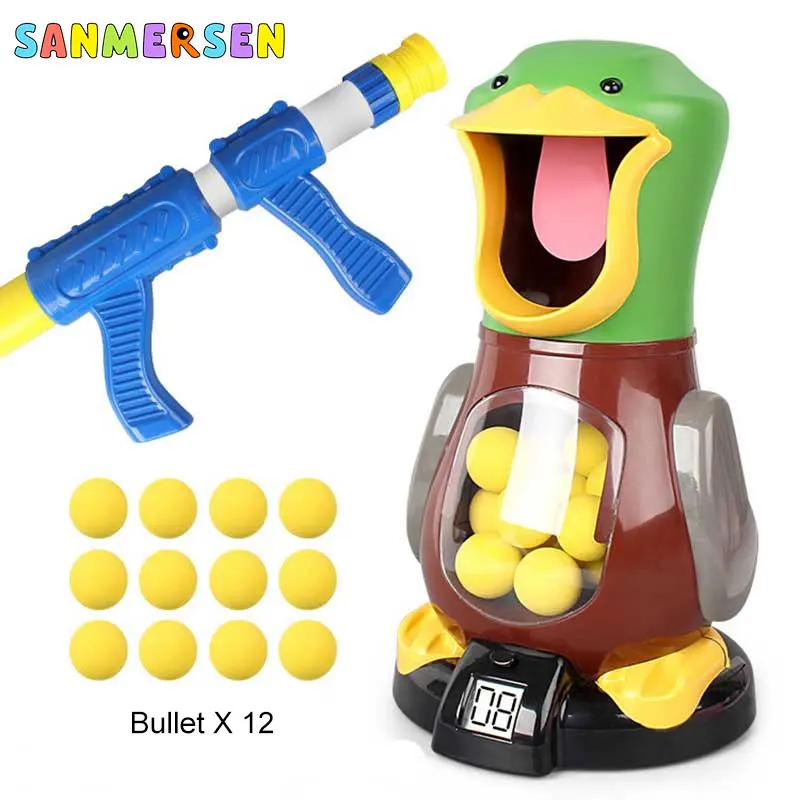 Игрушечный пистолет для стрельбы в виде голодной утки, электронный безопасный пулевидный мяч EVA для детей, детская игра для стрельбы, мишень, Поппер, игрушечный пистолет - Цвет: set 1