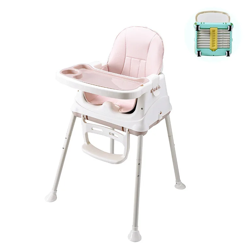Детский обеденный стульчик, обеденный стол, детский стул, детский стул, Mesa Infantil, обеденный стул, портативный, складной, Para Bebe, BB, обучающий стул - Цвет: Pink-Cushion-wheel