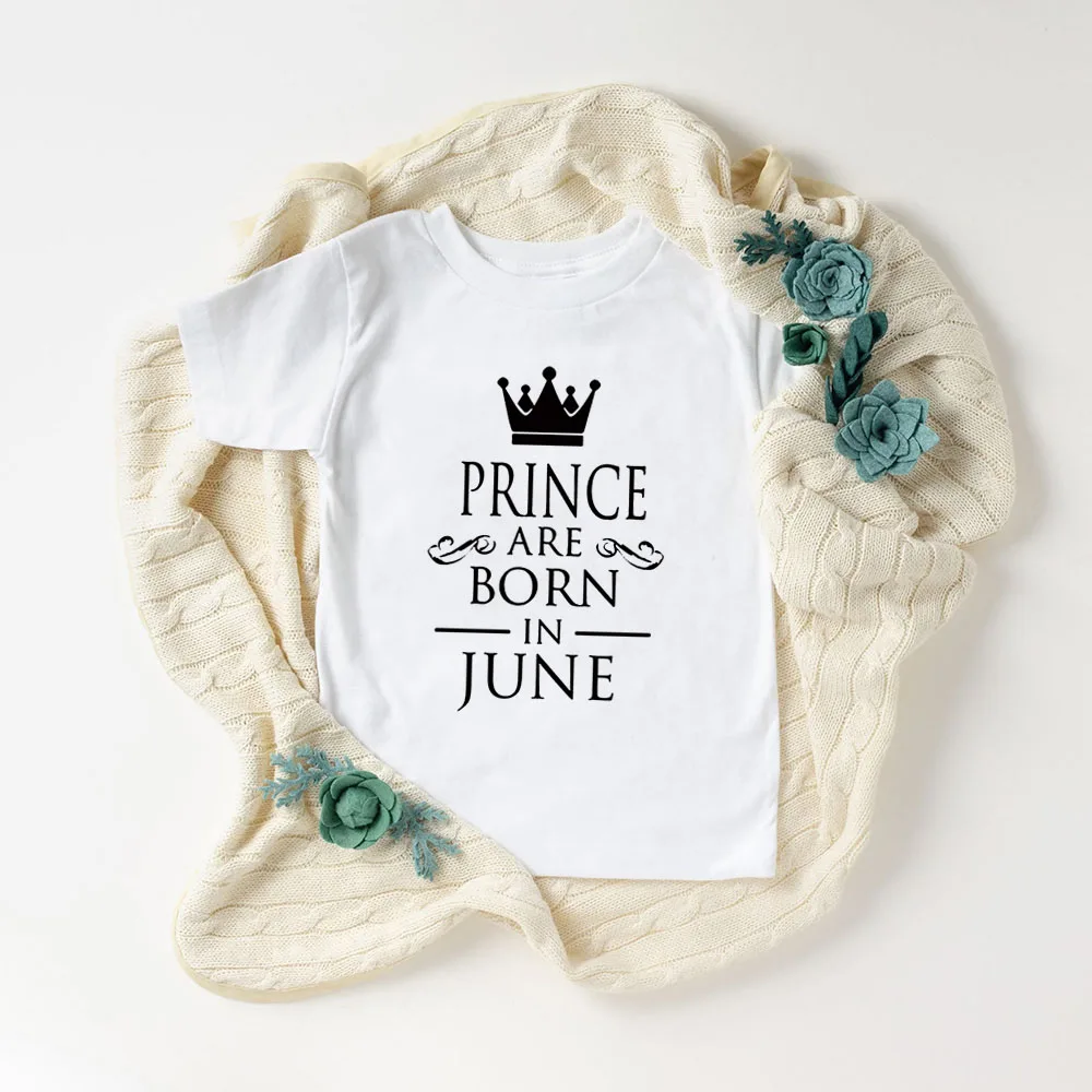 Baby Boys Birthday Prince/princess Are Born In JAL-DEC Print T Shirt Kids Funny Clothes Children Short Sleeve T-shirt Party Wear image_1