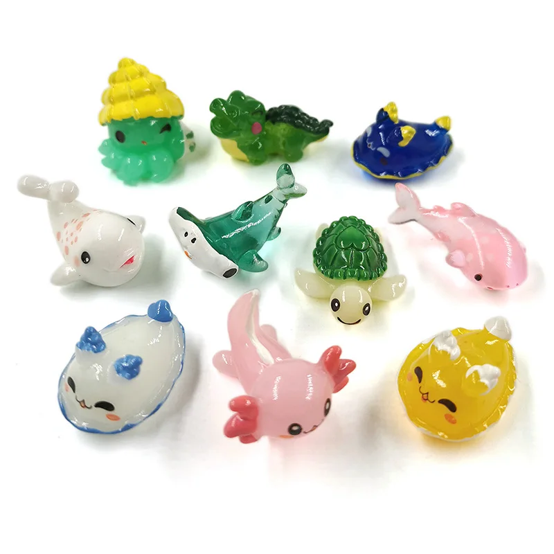 Shark Whale Turtle Dolphin Sea Fish Figurine Model Home Decor Aquarium Miniature Fairy Garden Accessories