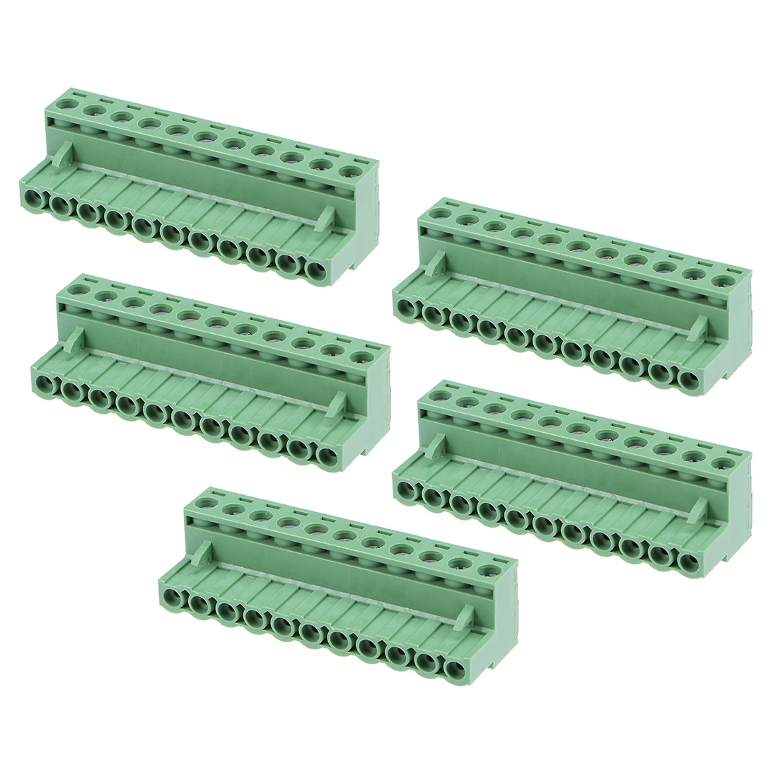 

uxcell 5Pcs AC 300V 10A 5.08mm Pitch 11P Flat Angle Needle Seat Insert-In PCB Terminal Block Connector Green