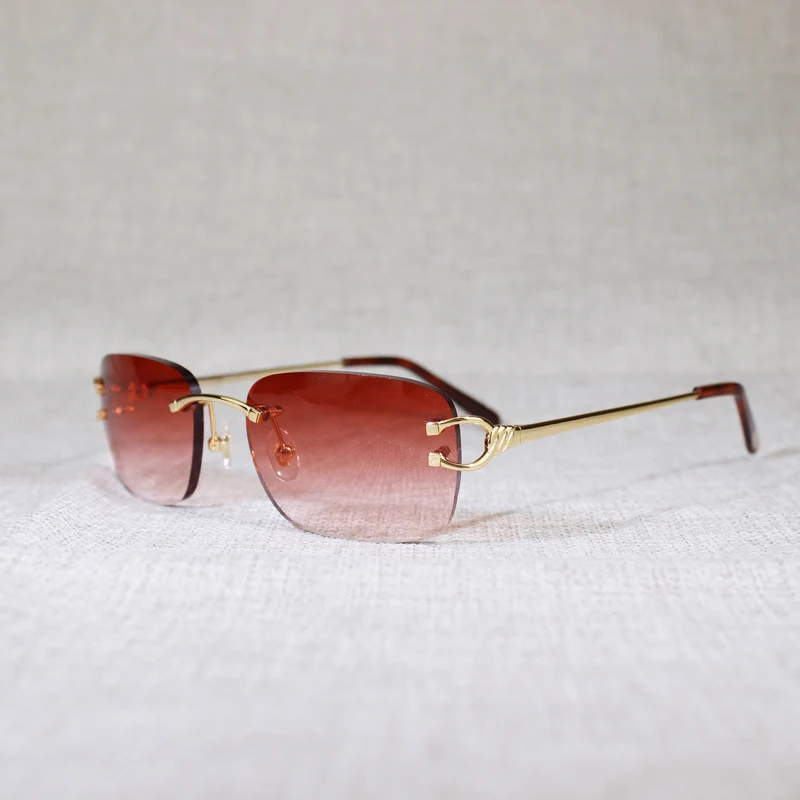 

Vintage Rimless Oval Sunglasses Men Square Clear Lens Eyeglasses for Women Outdoor Metal Frame Oculos Shades