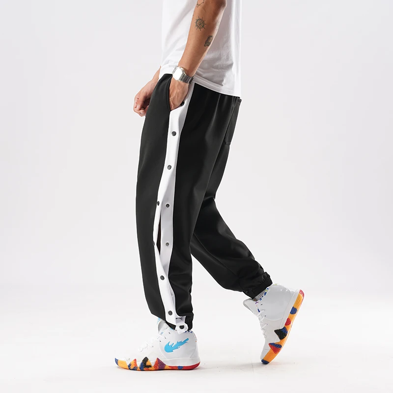 2021 new men hip hop pants side buttons 