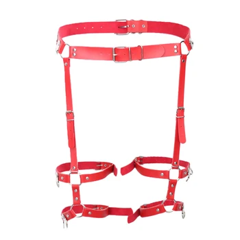 

Womens Sexy Adjustable Leg Waist Harness Straps 2 Rows Garter Belt Clubwear