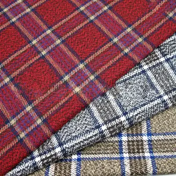 

Plaid woolen fabric women's mixed color coat large tartan spot
