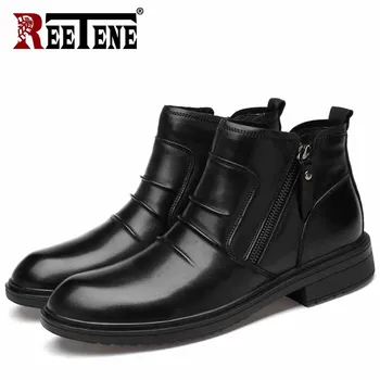 

REETENE Fashion High Top Men Boots Warm Leather Boots Men Big Size 47 Non-Slip Boots Male High Quality Men'S Waterproof Boots