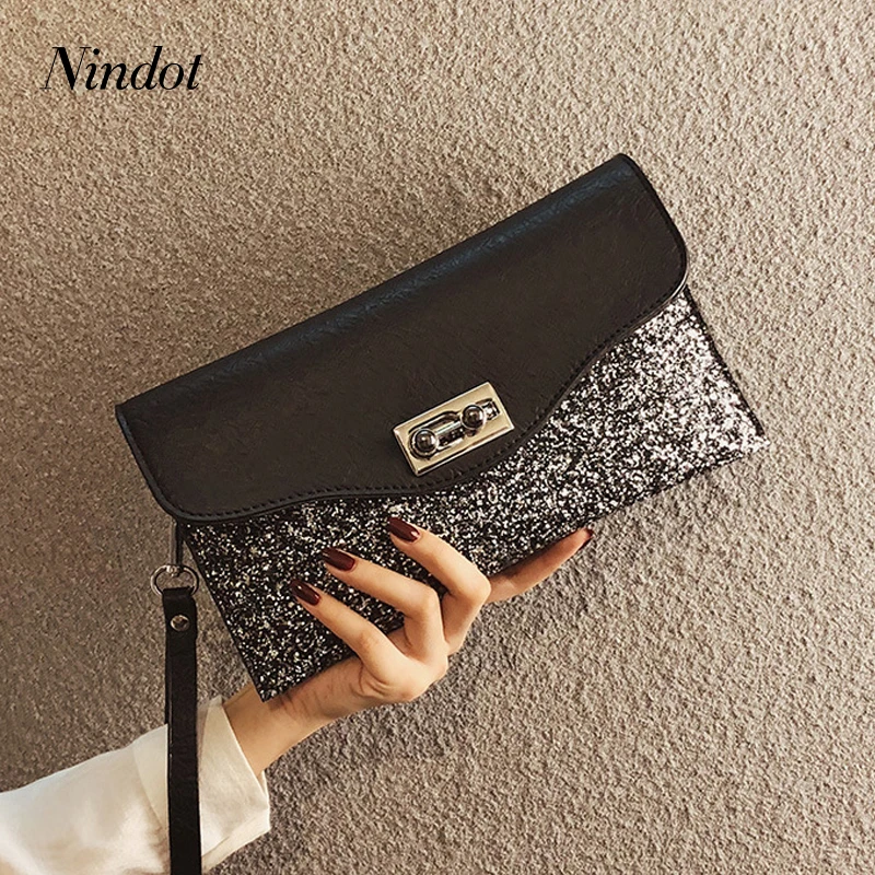 Nindot клатч для женщин, расшитый блестками, на одно плечо, конверт, корейская мода, сумка-мессенджер, через плечо, сумочка, клатч, fiesta mujer