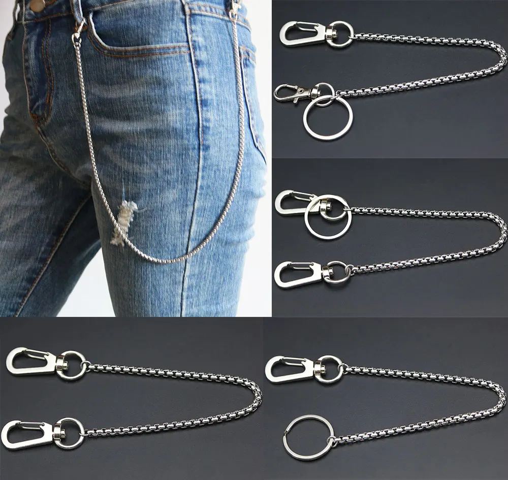 

Long Metal Wallet More Styles Square Box Chain Leash Pant Jean Keychain Ring Clip Men's Hip Hop Stainless Steel Jewelry