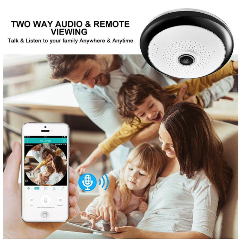 Панорамная домашняя камера видеонаблюдения Wi Fi 360 градусов 960P HD 1 3 МП