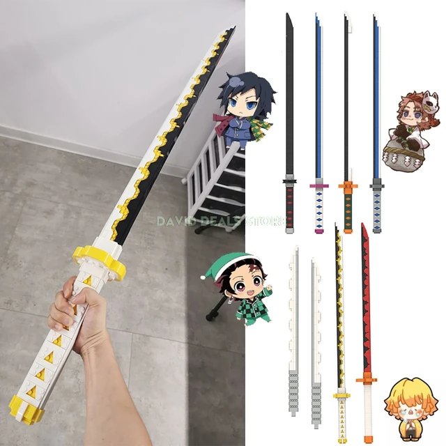 113cm Demon Slayer Blade Katana 1:1 Restored Building Block Model 1:1.5 Weapon Bricks Assemble MOC Kid Boy Girl Toy For Children 1