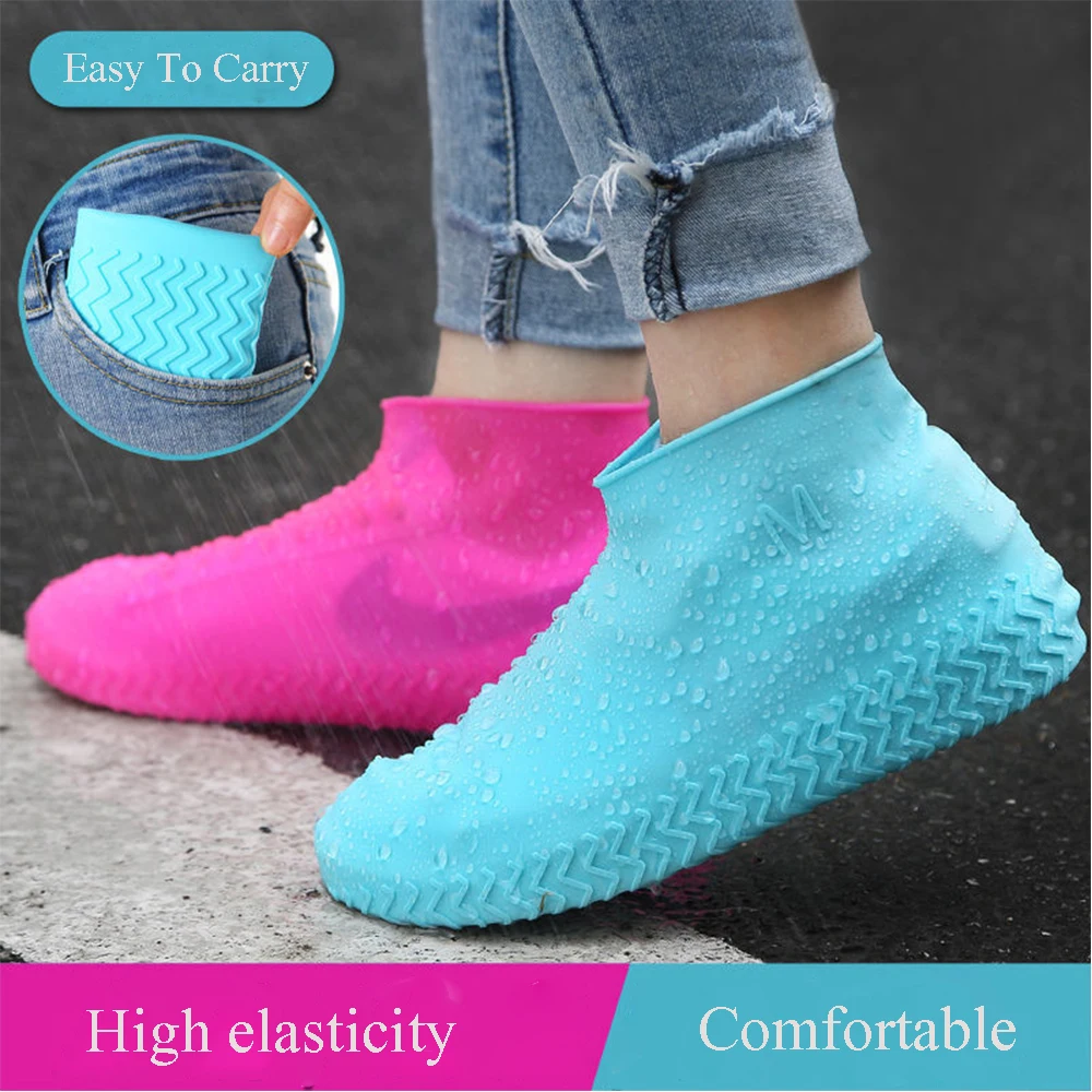 Waterproof Shoes Covers Environmental Protection Reusable Anti-Slip Motorcycle Rain Boot Soft Cover Silicone Elastic-0