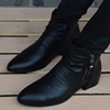 Botas de cuero con cremallera para hombre, botines a la moda, calzado de vestir negro, otoño ► Foto 2/6