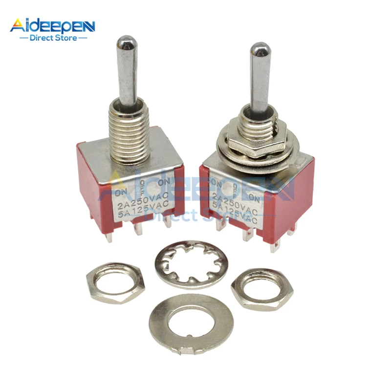 MTS-102/103/202/203/302/303/402/403/123/223 Mini Toggle Switch 125V/6A 250V/3A 3/6/12 Pin 2/3 Position Copper/Silver Contact