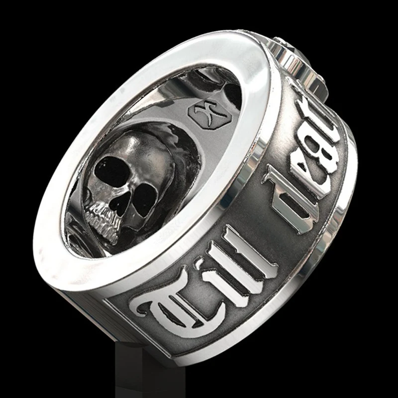 

Gothic Cool Santa Muerte Death Skull Ring Unique Men Rings Punk Head Skeleton Rock Biker Bohemian Jewelry Accessories