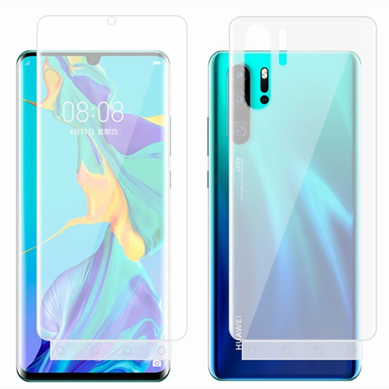 Передняя и задняя 3D полноэкранная защитная пленка из ТПУ для Huawei P30 Pro мягкая