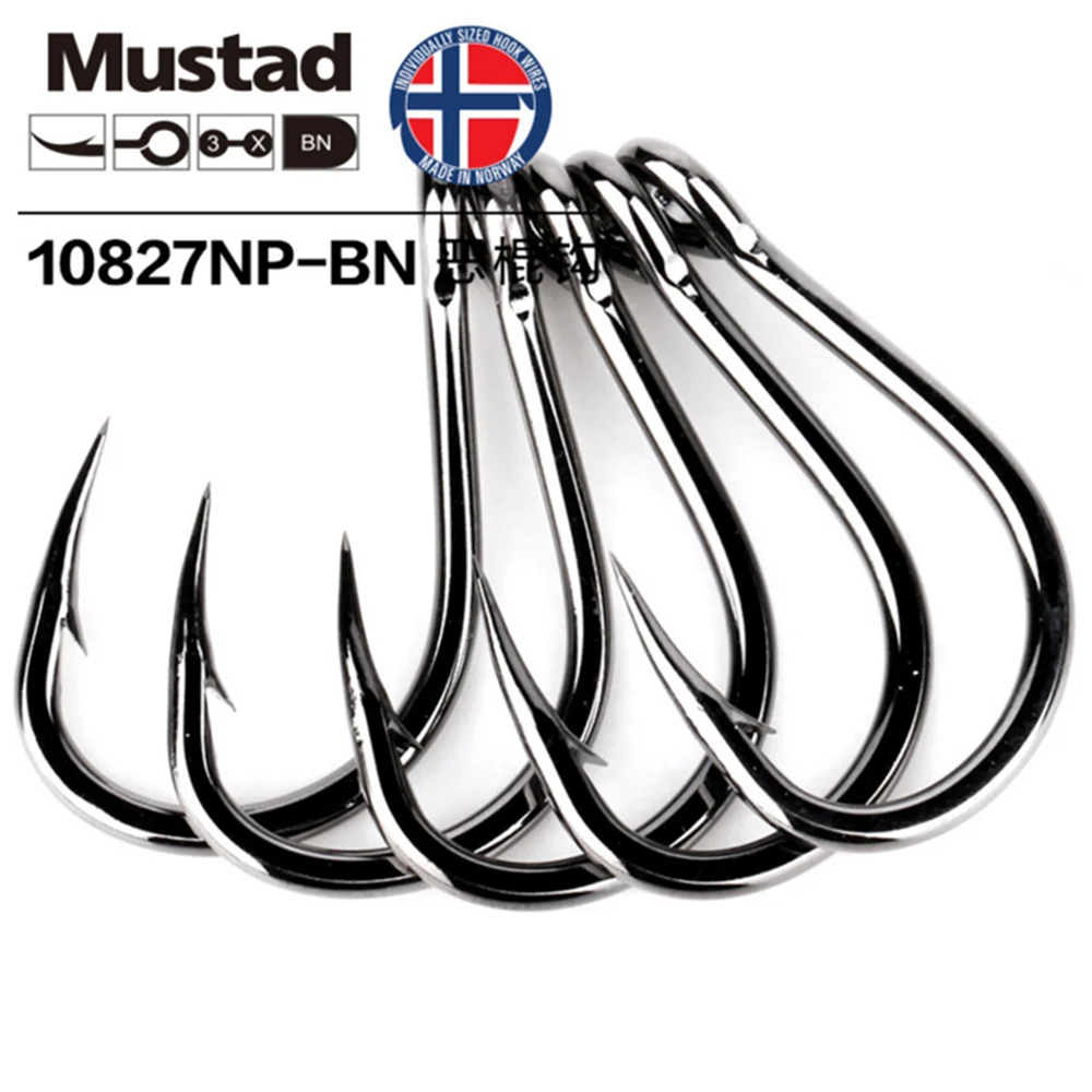 Mustad 10827np 4X сильный глубокий для океанской рыбалки крючки Pesca Рыбная ловля в прямом