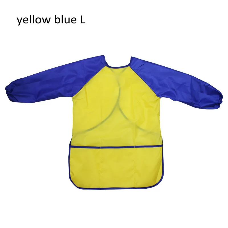 Portable Learning Education Interesting Toys Waterproof Birthday Gift Kids Children Smock Painting Apron Art Aprons 1PC - Цвет: yellow blue L