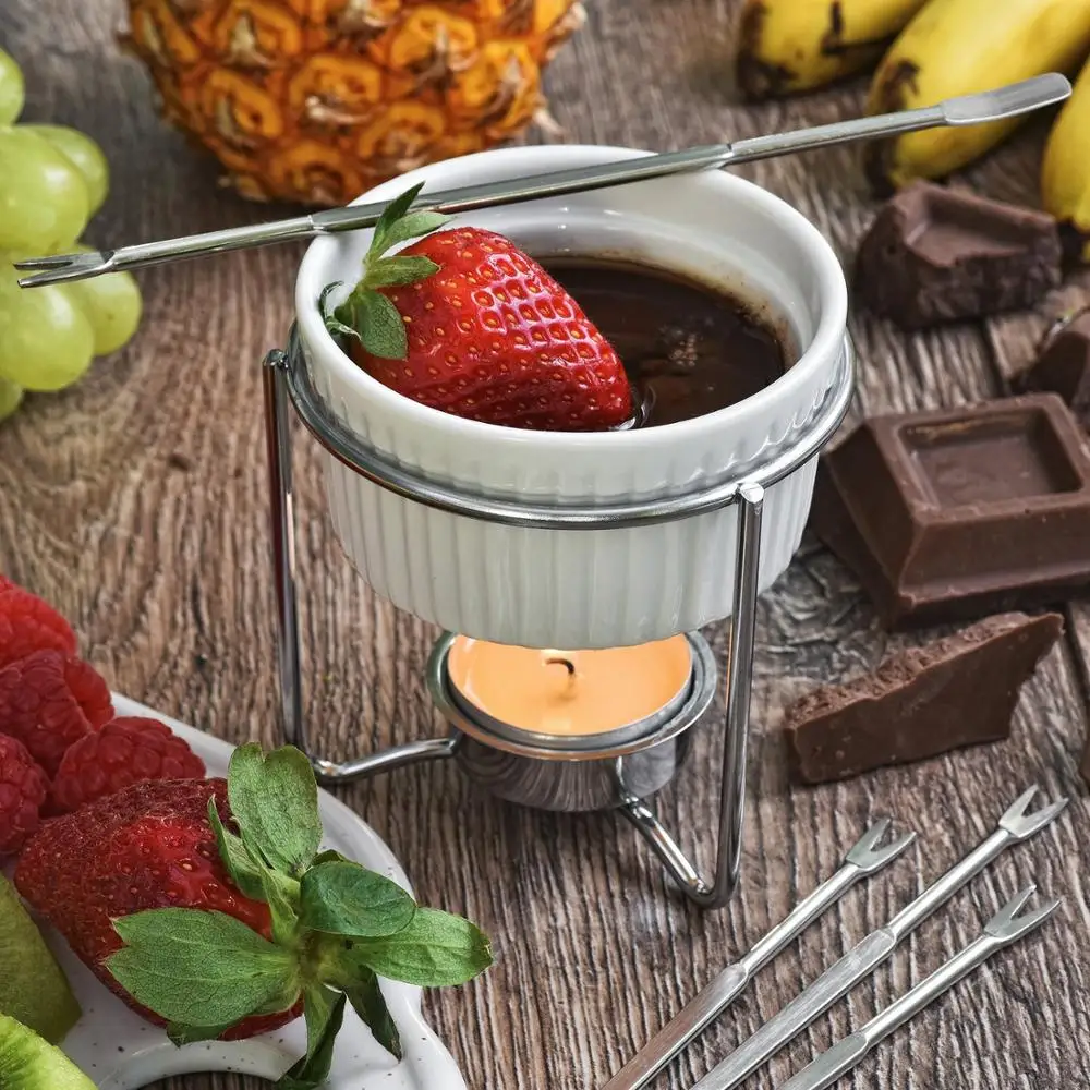 Ceramic Butter Warmer Set for Seafood, with tealight candle, mini fondue, set of 2