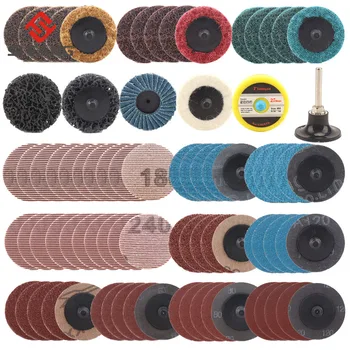 

81pcs 2 Inch 50mm Roloc Sanding Discs Roll Lock Surface Sanding Discs Pad Polishing Sandpaper Quick Change Disc For Rotary Tool