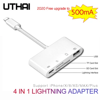 

UTHAI A16 For iphone USB OTG Adapter 500mAh With Charge Lightning High Power Support File For SLR U disk Card Reader of IOS13