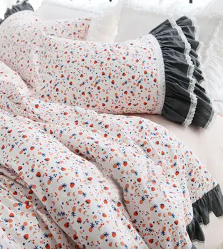 

SWEET strawberry cherry bedding set,twin full queen king cotton single double home textile bedspread pillow case duvet cover