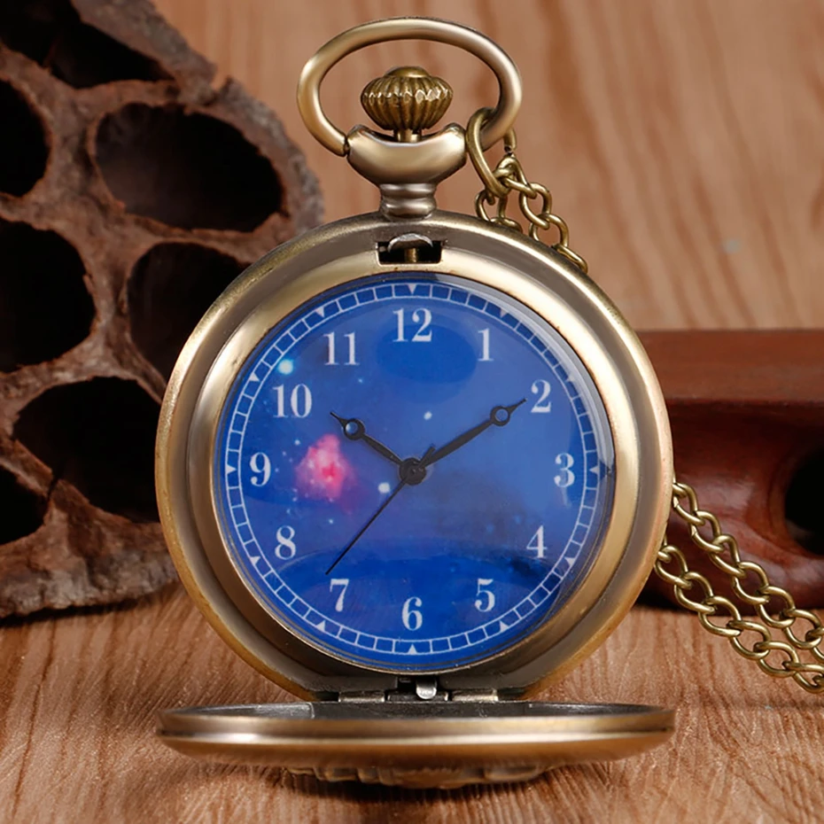 Hot Selling Classic The Little Prince Movie Planet Blue Bronze Vintage Quartz Pocket FOB Watch Popular Gifts for Boys Girls Kids 2019 2020 2021 2022 2023 2024 (4)