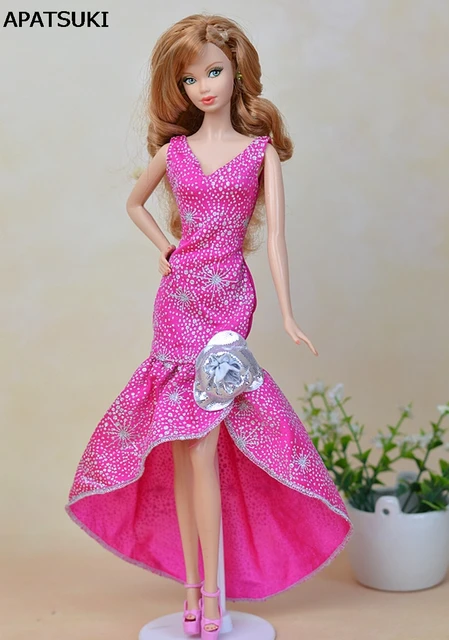 Rosa Fashion One Piece Abito Lungo Da Sera Per Barbie Dolls