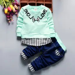 Осенние костюмы для девочек новые комплекты для малышей детская спортивная одежда для отдыха из двух предметов хлопковая От 0 до 4 лет с