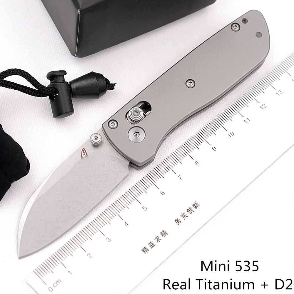 JUFULE Mini-chop 535 Titanium Handle D2 Mark S30v Blade Folding Pocket Survival EDC Tactical Tool Hunting Outdoor Camping Knife
