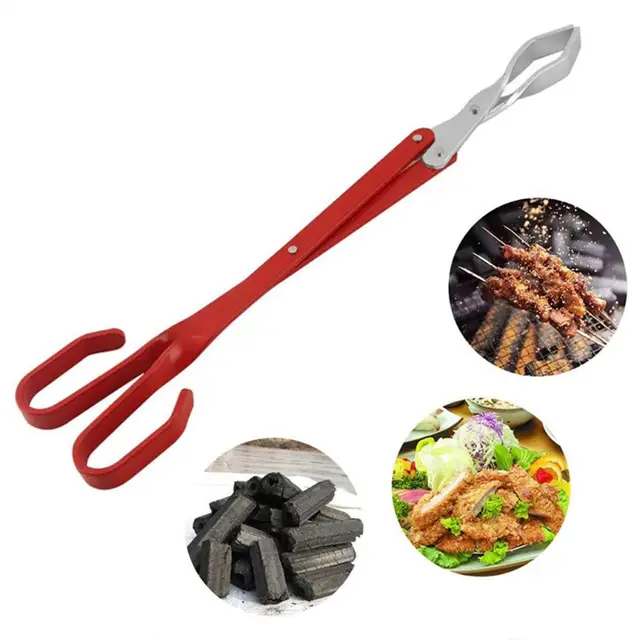 Bbq Fogók Rozsdamentes Acél Hosszú Fogantyú Grillező Szénbilincs Szerszám Hőálló Biztonságos Szén Otthoni Kültéri Kempinghez - Image 2