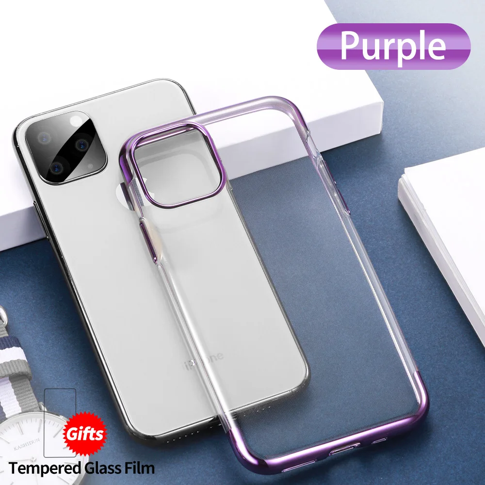 Силиконовый чехол SmartDevil из ТПУ с покрытием для iPhone 11 Pro Max мягкий чехол для телефона Прозрачный чехол для iPhone X XS Max XR - Цвет: purple