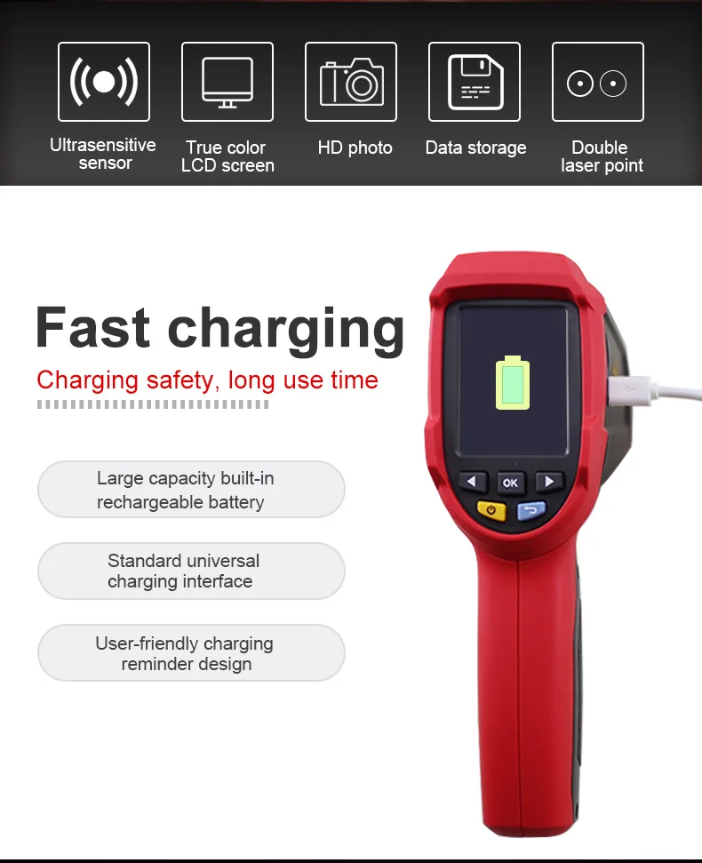  Thermal Imaging Camera Infrared Thermometer Imager -30C to 450C Degree 4800 pixels High Resolution 