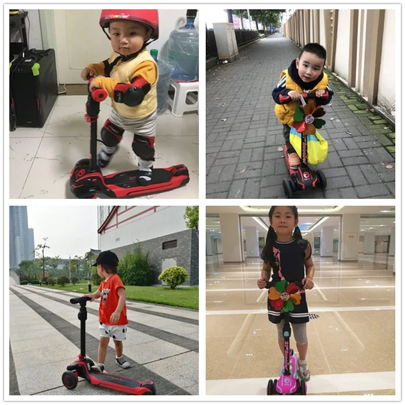  Infant Shining Children Scooter PU Flashing 3 Wheel Kids Scooter Adjustable Height Outdoor Skateboa