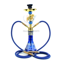 Дешевая цена стеклянный кальян двойные трубы красивая лошадь дизайн металлический стержень различные стеклянные основания кальян для дома или бара