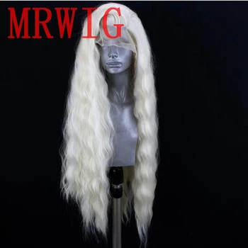

MRWIG Long Curly Free Part Black-White /Ombre Color/Blonde613/Pink Glueless Synthetic Lace Front Wig for Woman