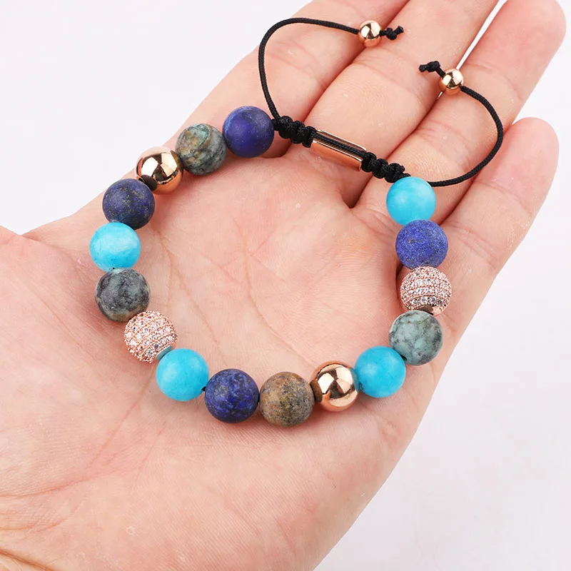 Jaravvi New Design 10mm Matte Gemstone Jewelry Blue Jade Lapis Beads Custom Friendship Bracelet For Women - Image 4