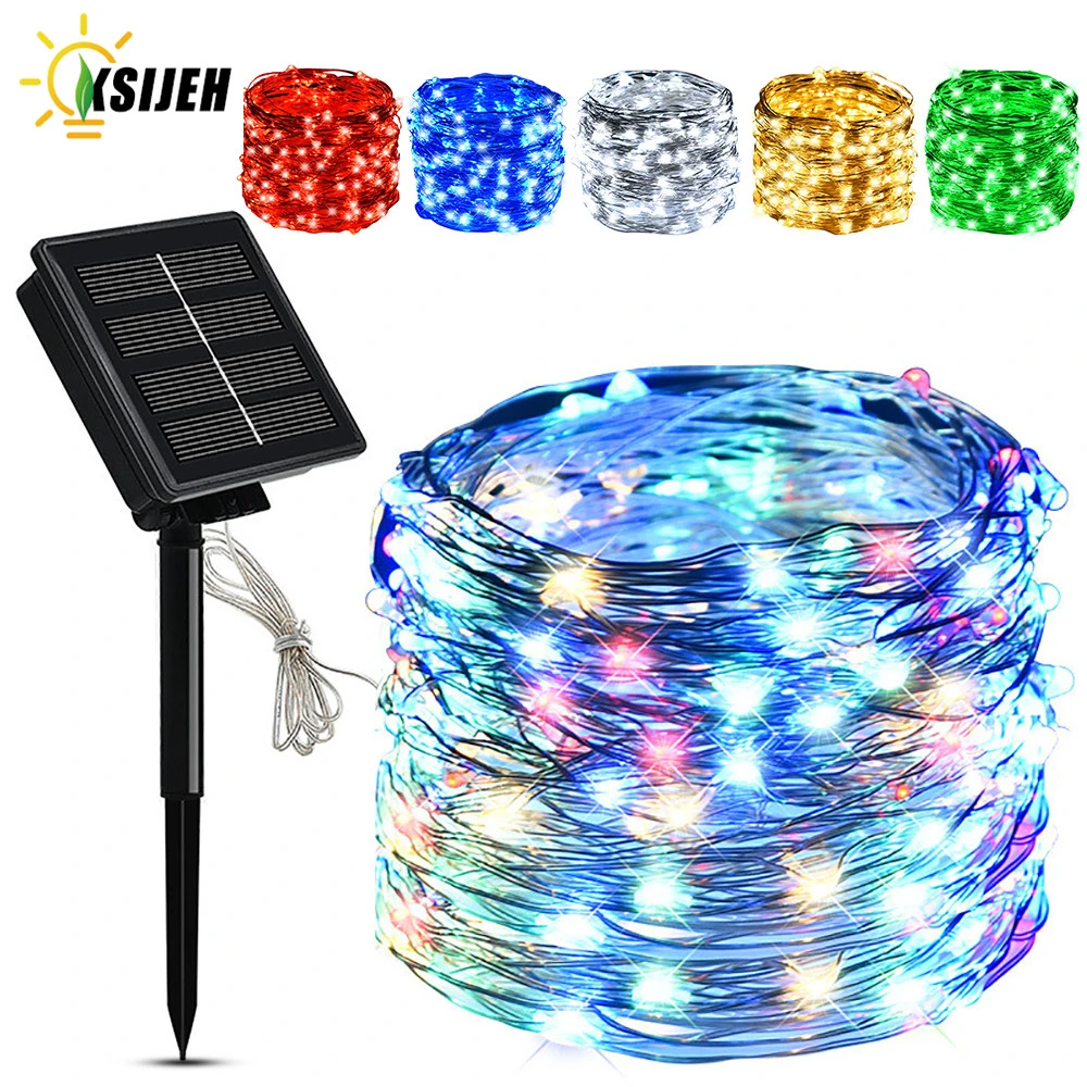 solar lights outdoor Solar Powered LED String Lights Fairy Garland Waterproof 20M 10M 5M Copper Wire for Christmas New Year Decoration Garden Lamp brightest outdoor solar lights