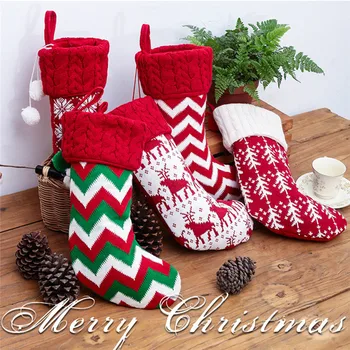 

Christmas Wool Socks Children Christmas Gifts Knitted Fireplace Christmas Tree Bedside Hanging Socks Christmas Decoration