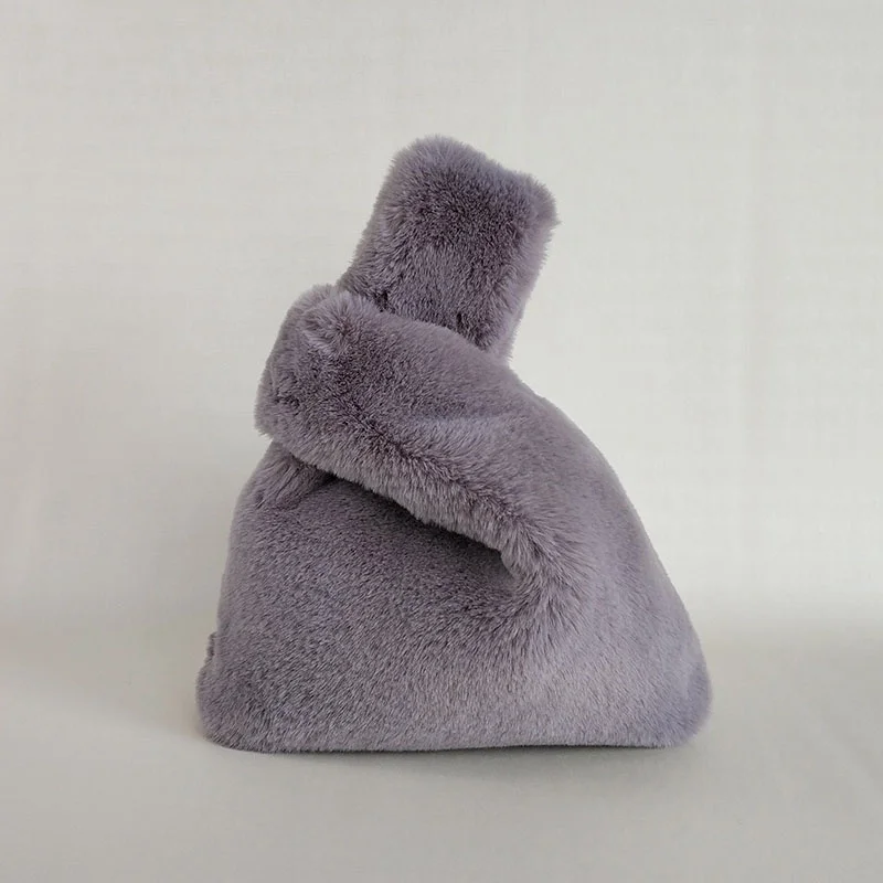Winter Solid Color Underarm Bag Soft Plush Small Shoulder Bag Women's Warm Fluffy Imitation Mink Fur Handbag underarm bag