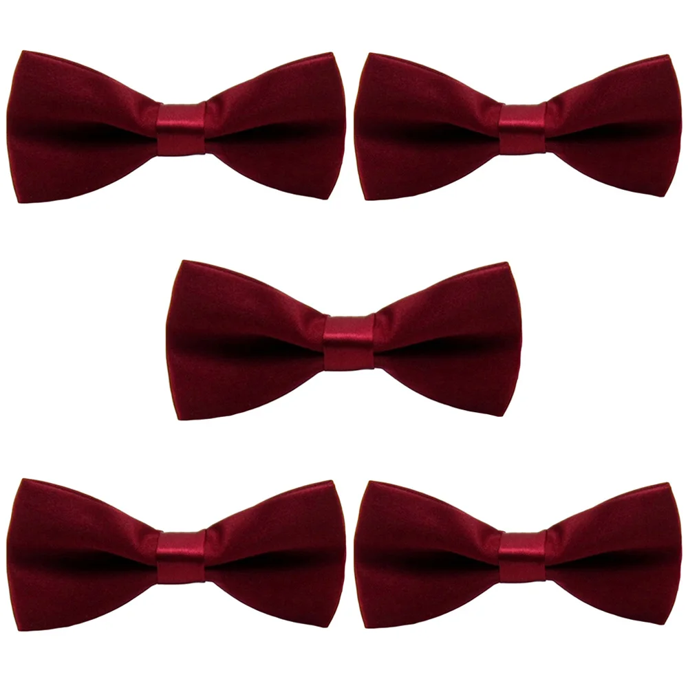 Wine Red-5 PCS 5 шт., Детские регулируемые школьные вечерние галстуки-бабочки для маленьких мальчиков - Цвет: Wine Red-5 PCS