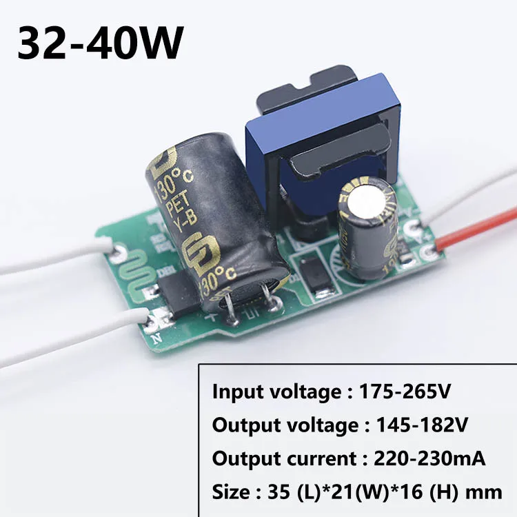 32-40W 220-230mA Светодиодный неизолированный драйвер 5 Вт-40 Вт 115mA220mA 20-182 в Светодиодный источник питания AC175-265V светодиодный трансформатор для светодиодный лампы Blub - Цвет: 32-40W 220-230mA
