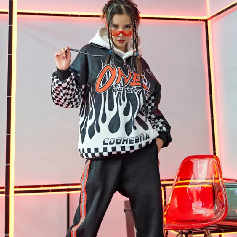 

Hoodies Women Turtleneck Sweatshirt Thicker Plus Size Warm 2019 Autumn Printed Pullovers Female Oversize Hip Hop Rock Streetwear