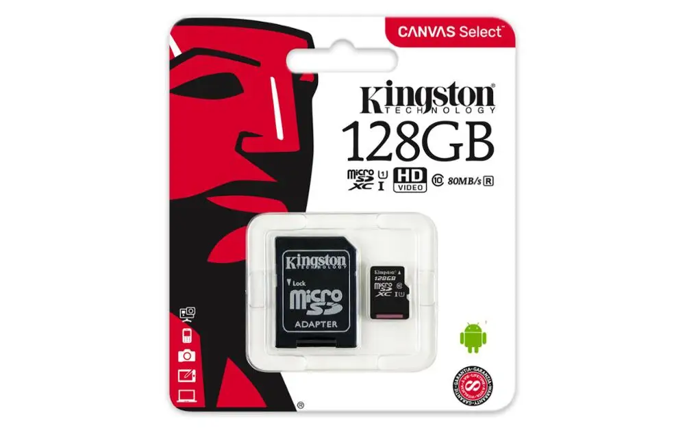 Карта памяти Kingston 256 ГБ 128 64 32 16 8 4 Гб Micro SD SDHC/SDXC Class10 TF до 80 МБ/с R с