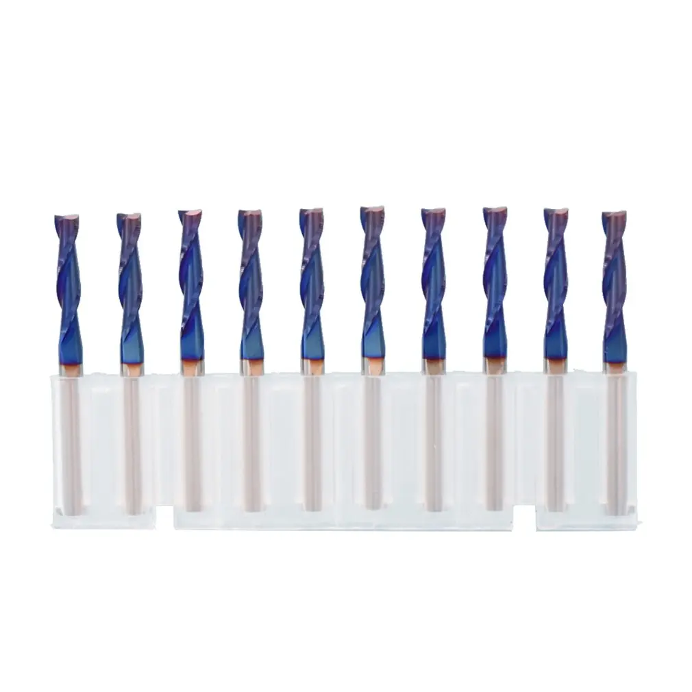

3.175 Dual Edge Blue plating Flat Botton Helical Milling Cutter Blade Tungsten Steel Cutter Wear Resistance