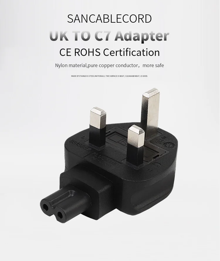 UK-C7, Великобритания, IEC320, C7, 3Pin, адаптер питания переменного тока, конвертер, штепсельная вилка, дорожная вилка для PDU/UPS, с 10A предохранителем, 13A, 250 В