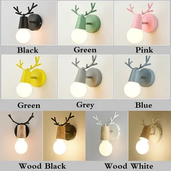 

Led Colorful Antler Wall Lamps Nordic Decorative Bedroom Lighting Wall Lights E27 Wall Mounted Adjustable Angle bracket lamp