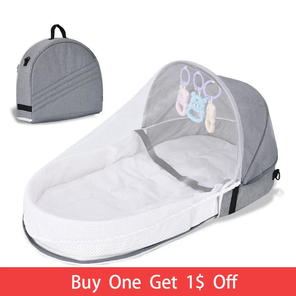 Portable Baby Nest Multi-function Travel Bed Crib with Mosquito Net Foldable nest Bassinet Infant Sleep | Дом и сад