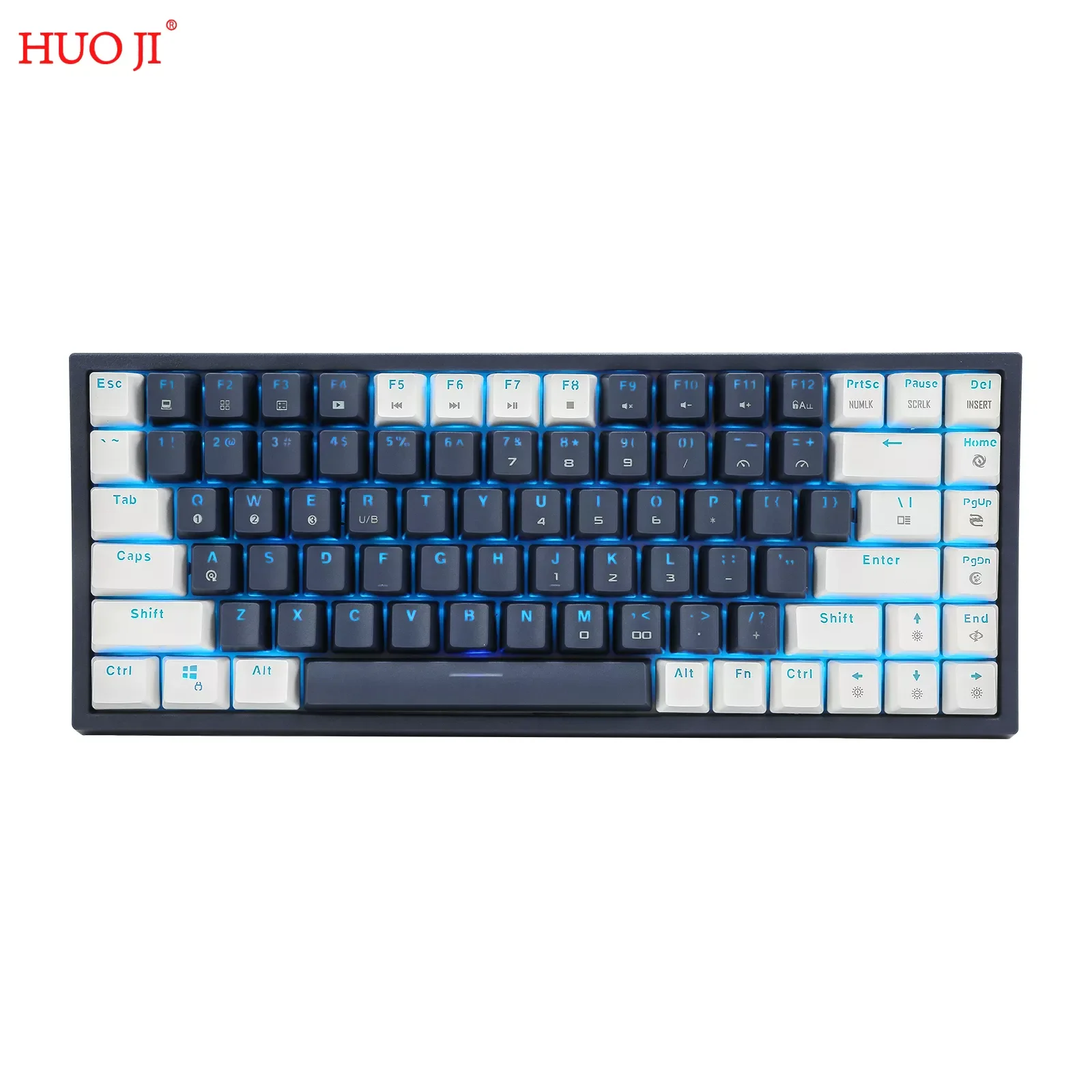 Механическая игровая клавиатура HUO JI CQ84 программируемая RGB подсветка синий