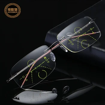 

Business frameless Progressive multifocal reading glasses men smart zoom reading glasses women anti-blue presbyopic glasses