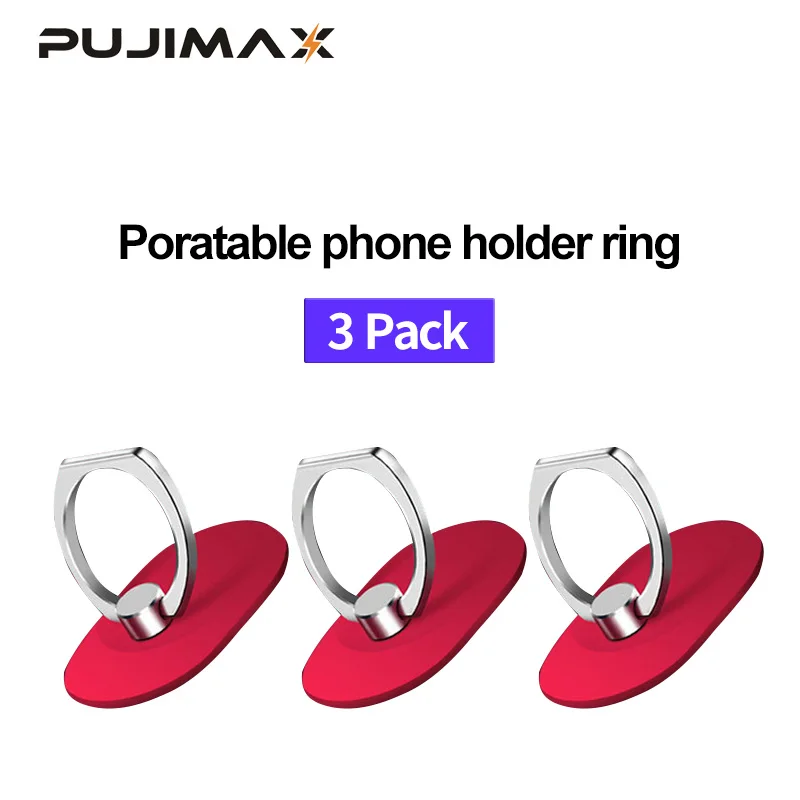 

PUJIMAX 3 Pack Thin and light phone mount support for iPhone x 9 8 Xiaomi Samsung Huawei all models of phone ring buckle